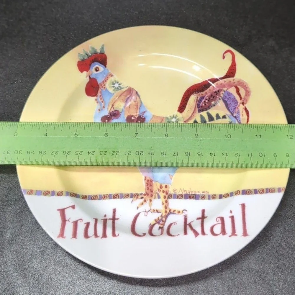 Sharon‎ Neuhaus Fruit Cocktail Luncheon Plate, Vintage Poultry In Motion Series